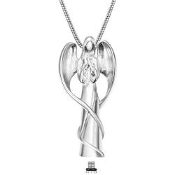 Stainless Steel Angel Memorial Cremation Jewelry Urn Necklace for Ash