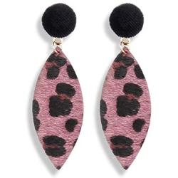 Leopard Leaf Dangle Earrings Boho Cheetah Animal Print Leather Teardrop Earrings for Women Girls Trendy Statement Jewelry