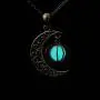 Halloween Jewelry 925 Sterling Silver Moon and Pumpkin Bat Luminous Beads Glow Pendant Necklace, 18 inches Halloween Jewelry 925 Sterling Silver Moon and Pumpkin Bat Luminous Beads Glow Pendant Necklace, 18 inches