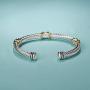UNY Bracelet Designer Brand Inspired Antique Women Jewelry Cross Cable Wire Bangle Christmas Day Gifts (Triple No Stone)