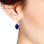 Simple Oval Shaped Simulated Blue Lapis-Lazuli Inlay on .925 Sterling Silver Dangle Earrings