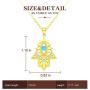 Hamsa Necklace Blue Opal Evil Eye Good Luck Hand of Vintage Fatima 925 Sterling Silver Plated 14k Gold Chain Pendant Necklaces Jewelry Fashion Gift for Women Girls (17+2’’)