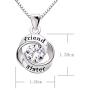 ALOV Jewelry Sterling Silver Friend and Sister Love Heart Cubic Zirconia Pendant Necklace