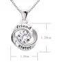ALOV Jewelry Sterling Silver Friend and Sister Love Heart Cubic Zirconia Pendant Necklace ALOV Jewelry Sterling Silver Friend and Sister Love Heart Cubic Zirconia Pendant Necklace