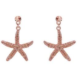 EVER FAITH Womens Austrian Crystal Vivid Starfish Prom Party Pierced Dangle Earrings
