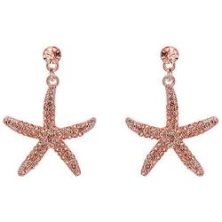 EVER FAITH Womens Austrian Crystal Vivid Starfish Prom Party Pierced Dangle Earrings