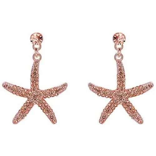 EVER FAITH Womens Austrian Crystal Vivid Starfish Prom Party Pierced Dangle Earrings