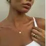 18K Gold Plated Dainty Inspirational Engraved Necklace Lock Necklace Pendant Handmade Gold Choker Hidden Messages Letter Necklace for Women