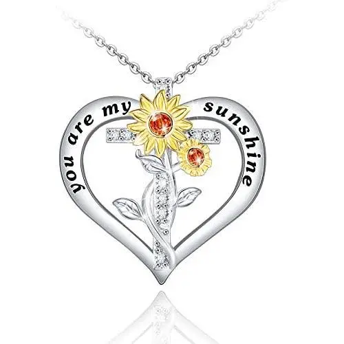Distance Sunflower Necklace for Women S925 Sterling Silver Heart Necklace Jewelry,You are My Sunshine Pendant Necklaces Jewelry Gifts for Women Girls Mom Wife Distance Sunflower Necklace for Women S925 Sterling Silver Heart Necklace Jewelry,You are My Sunshine Pendant Necklaces Jewelry Gifts for Women Girls Mom Wife