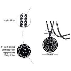 XUANPAI Goetia Seventh Pentacle of Mars Solomon Kabbalah Amulet Pendant Powerful Talisman Necklace for Men Women,Silver