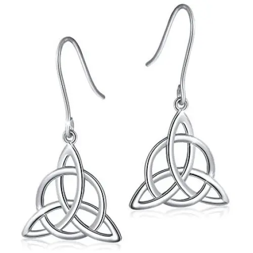 925 Sterling Silver Good Luck Irish Trinity Celtic Knot Triangle Vintage Dangle Drop Earrings 925 Sterling Silver Good Luck Irish Trinity Celtic Knot Triangle Vintage Dangle Drop Earrings