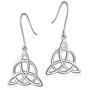 925 Sterling Silver Good Luck Irish Trinity Celtic Knot Triangle Vintage Dangle Drop Earrings