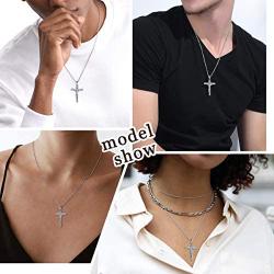 Nofade Silver Men Women Sterling Silver Jesus Christ Crucifix Cross Pendant Necklace with 18 Inches Sterling Silver Chain, Customizable (with Gift Box)