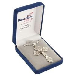 Heartland Store Mens Large Sterling Silver Pardon Crucifix + USA Made + Choose Chain