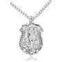 Heartland Mens Saint Michael Sterling Silver Police Shield Medal + USA Made + Chain Choice