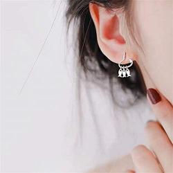 Sterling Silver Fish Hook Earrings for Women Girls Kids S925 Dangle Stud Tiny Cute 3 Fishes Fishing Tassel Drop Hypoallergenic Micro Black CZ Eye Dainty Personalized Funny Jewelry Birthday Gifts