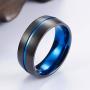 ringheart 2 Rings Luxury Couple Rings Black Gold Filled Princess Cut Blue Cz Womens Wedding Ring Sets Man Tungsten Wedding Band (Please Buy Two Rings for one Pair)