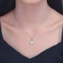 CiNily Ladies Angel Wing Necklace-White Opal Pendant Necklace Embellished with Cubic Zirconia Heart Shape Jewelry Gifts for Women Mom Girls
