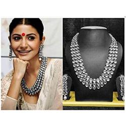 Aheli Indian Bollywood Style Wedding Party Faux Kundan Necklace with Earrings Set Ethnic Fashion Jewelry for Women