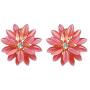 Navachi 18k Gold Plated Flower Horse-Eye Created-Opal Omega Back Earrings