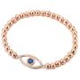 COOLSTEELANDBEYOND Protection Evil Eye Beads Bracelet for Women with Blue and White Cubic Zirconia