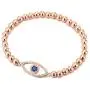 COOLSTEELANDBEYOND Protection Evil Eye Beads Bracelet for Women with Blue and White Cubic Zirconia COOLSTEELANDBEYOND Protection Evil Eye Beads Bracelet for Women with Blue and White Cubic Zirconia