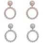 Pearl Round Circle Hoop Dangle Earrings Imitation Pearl Hollow Out Flower Earrings Beaded Loop Drop Earrings for Women Girls Elegant Jewelry