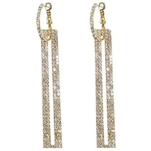 YUNXI Long Geometric Drop Earrings Luxury Gold Silver Color Rectangle Rhinestone Earring for Women Party Jewelry Gift YUNXI Long Geometric Drop Earrings Luxury Gold Silver Color Rectangle Rhinestone Earring for Women Party Jewelry Gift