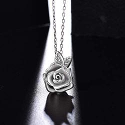 Rose Flower Urn Necklace Cremation Jewelry for Ashes S925 Sterling Silver Memorial roseflower urn Pendant Necklaces for Women