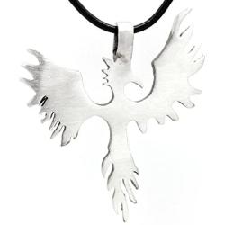 Trilogy Jewelry Pewter Phoenix Firebird Rising Pendant on Leather Necklace