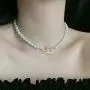 FENLDY Rhinestone Faux Planet Saturn Pearl Necklace for Women Jewelry, Fake Pearl Collar Pendant a Necklace Men with Charm for Girls Y2k Jewelry Ladies Wedding Pearl Bead Chain Crystal Choker