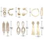 Dofash 12Pairs Stud Drop Dangle Earrings Set with Gift Box & Earring Stand - Pearl Earrings+Tassel Earrings+Dangle Earrings+Ball Earrings+Crystal Rhinestone Earrings for Womens Fashion Jewelry