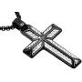 Blackjack Jewelry Mens Stainless Steel Cross Pendant with Carbon Fiber and 24'' Round Box Chain