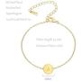 Glimmerst Personalized Initial Bracelet, 18K Gold Plated Stainless Steel Letter Bracelet Dainty Coin Charm Bracelet Delicate Disc Name Bracelet for Women Girls