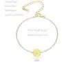 Glimmerst Personalized Initial Bracelet, 18K Gold Plated Stainless Steel Letter Bracelet Dainty Coin Charm Bracelet Delicate Disc Name Bracelet for Women Girls
