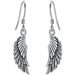 EVER FAITH Womens 925 Sterling Silver Bali Inspired Fashion Tiny Angle Wing Hook Dangle Earrings