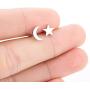 4 Pairs Tiny Stud Earrings Set for Girls Stainless Steel Hypoallergenic Cute Moon Star Stud Earrings for Women Children Valentines Day Birthday Gifts (4 Pairs Moon Star)