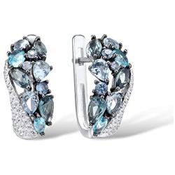 Santuzza Blue Spinel Earrings 925 Sterling Silver Shimmering Stone Cubic Zirconia Glamorous Fashion Jewelry