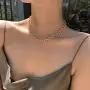Statement 14k Gold Plated 4mm Thick Oval Chain Link Choker Toggle Necklaces Chunky Gold Jewelry for Women Mothers Gift