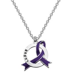 Lupus Disease Purple Ribbon Clip-on Charm/Necklace Lupus Awareness Gift Purple Awareness Lupus Survivor Jewelry