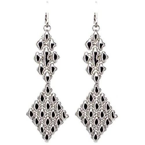 Earrings E16–N SG Liquid Metal by Sergio Gutierrez. SG black velvet pouch included. Chrome finish