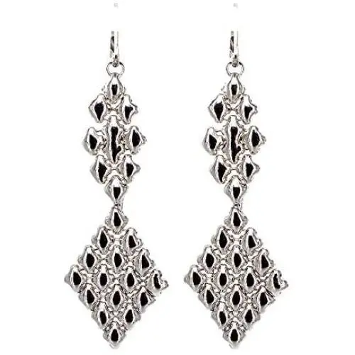 Earrings E16–N SG Liquid Metal by Sergio Gutierrez. SG black velvet pouch included. Chrome finish