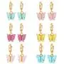 coadipress 6 Pairs Butterfly Huggie Hoop Earrings Set for Women Girls Cute Colorful Acrylic Gold Plated Dangle Drop Statement Earrings Teen Kids Trendy Jewelry Gift