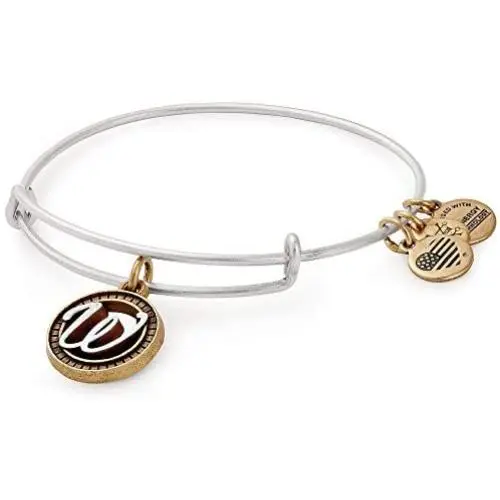 Alex and Ani Womens Initial W II Bangle Two Tone Bracelet, Rafaelian Silver Alex and Ani Womens Initial W II Bangle Two Tone Bracelet, Rafaelian Silver