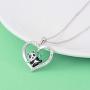 ACJNA 925 Sterling Silver Panda Bear Necklace Bamboo Heart Pendant Engraved I Love You Forever Women Jewelry