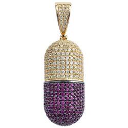 LC8 Jewelry Hip Hop Iced Out Bling CZ Capsule Medicine Pill Holder Container Pendant Cremation Urn Necklace with 20 Inch Stainless Steel