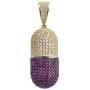 LC8 Jewelry Hip Hop Iced Out Bling CZ Capsule Medicine Pill Holder Container Pendant Cremation Urn Necklace with 20 Inch Stainless Steel