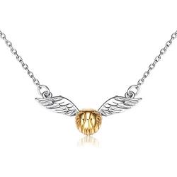 EOVE Sterling Silver Quidditch Cute Gold Plated Flying Golden Snitch Pendant Necklace Gift for Women Girl