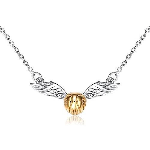 EOVE Sterling Silver Quidditch Cute Gold Plated Flying Golden Snitch Pendant Necklace Gift for Women Girl