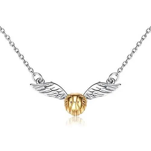 EOVE Sterling Silver Quidditch Cute Gold Plated Flying Golden Snitch Pendant Necklace Gift for Women Girl EOVE Sterling Silver Quidditch Cute Gold Plated Flying Golden Snitch Pendant Necklace Gift for Women Girl